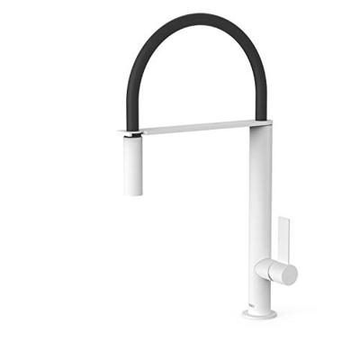 Keukenkraan Tres Top | Opbouw | 360° Draaibaar | Uitrekbare sproeier | Mengkraan | 1-hendel | Rond | Wit mat