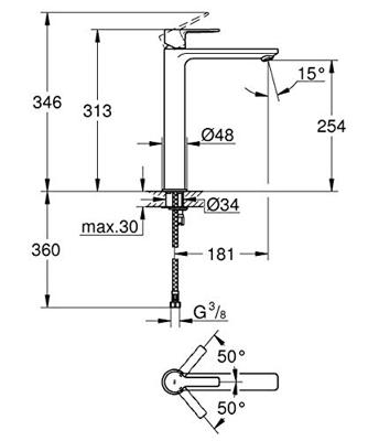 GROHE Lineare New waterbesparende wastafelkraan XL-size supersteel 23405DC1
