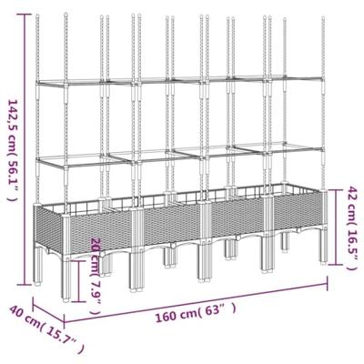 VidaXL Plantenbak met latwerk 160x40x142,5 cm polypropeen wit