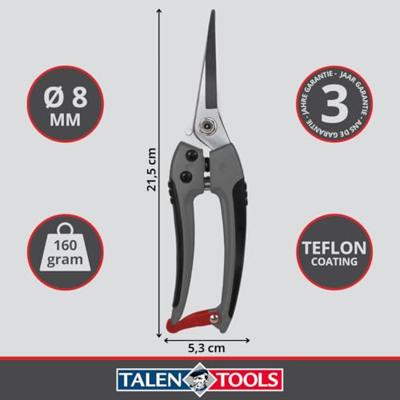 Bloemenschaar blank geslepen premium 21 cm TalenTools - Talentools
