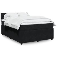 Boxspring met matras fluweel zwart 160x200 cm - thumbnail