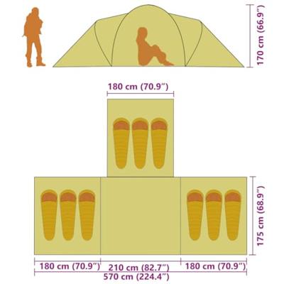 VidaXL Tent 9-persoons polyester blauw en geel