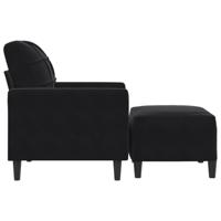 Fauteuil met voetenbank 60 cm fluweel zwart - thumbnail