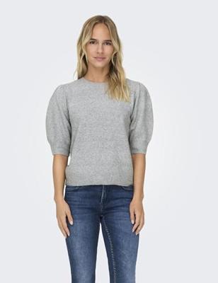 Only Onlrica Life 2/4 Pullover Knt Noos Trui Korte Mouw Light Grey Melange