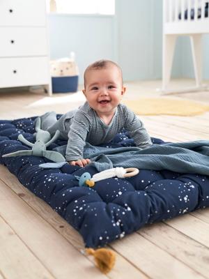 Vloermatras met pompons donkerblauw