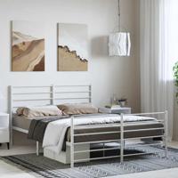 Bedframe met hoofd- en voeteneinde metaal wit 135x190 cm - thumbnail