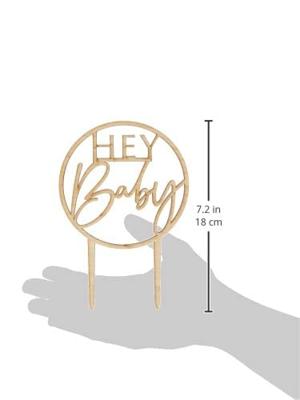 Houten Taarttopper &apos;&apos;Hey Baby&apos;&apos;