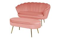 Artistiq Hocker 'Loulou' Velvet, kleur Roze - thumbnail