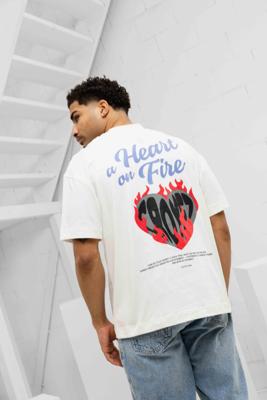 Croyez Heart On Fire T-Shirt Heren Gebroken Wit - Maat L - Kleur: Gebroken Wit | Soccerfanshop