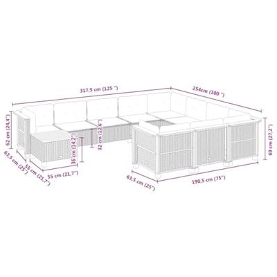 11-delige Tuinset met kussens poly rattan beige