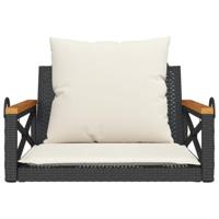 Schommelbank met kussens 63x62x40 cm poly rattan zwart - thumbnail