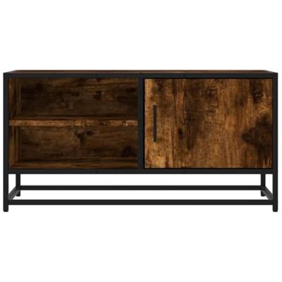 Tv-meubel 80x34,5x40cm bewerkt hout metaal gerookt eikenkleurig