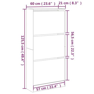 Schoenenkast 60x21x125,5 cm bewerkt hout sonoma eikenkleurig