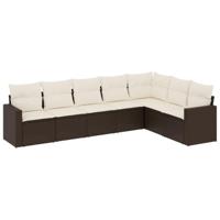 7-delige Loungeset met kussens poly rattan bruin - thumbnail