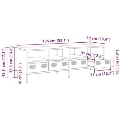 Tv-meubel 135x39x43,5 cm koudgewalst staal roze