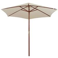 Parasol 270x270 cm houten paal crèmewit - thumbnail