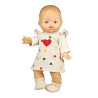 Heless Poppen ribfluwelen jurk hartjesconfetti, 35-45 cm - thumbnail