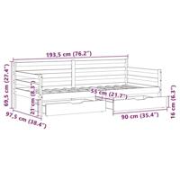 Slaapbank met lades 90x190 cm massief grenenhout wit - thumbnail