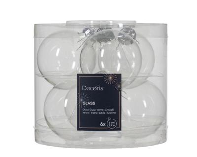 Kerstbal glas d6 cm transparant 6st Decoris - Decoris
