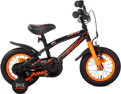 AMIGO BMX Jump 12 Inch 22 cm Jongens Terugtraprem Zwart/Neon Oranje AMIGO BMX Jump 12 Inch 22 cm Jongens Terugtraprem Zwart/Neon Oranje