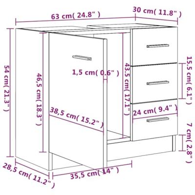 Wastafelkast 63x30x54 cm bewerkt hout zwart