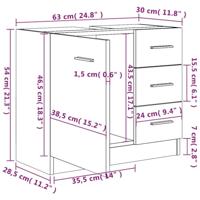 Wastafelkast 63x30x54 cm bewerkt hout zwart - thumbnail