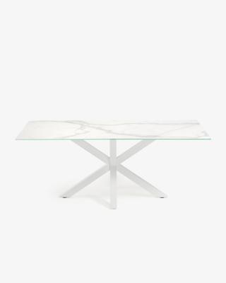 Kave Home Eettafel 'Argo' Iron Moss Keramiek, 180 x 100cm, kleur Wit