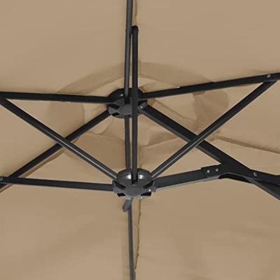 VidaXL Parasol dubbel dak met led's 316x240 cm taupe