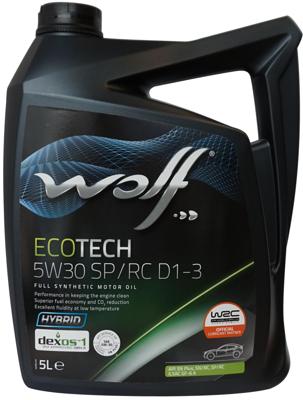 Wolf motorolie "ecotech sp/rc d1-3". motoroil 5w30 5l ecotech sp/rc d1-3