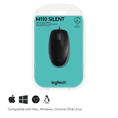 Logitech B110 Silent muis Kantoor Ambidextrous USB Type-A Optisch 1000 DPI