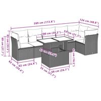 7-delige Loungeset met kussens poly rattan beige - thumbnail