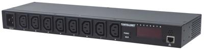 Intellinet 163682 19 inch Stekkerdoos voor patchkast 1 HE Apparaatcontactdoos C13 10A Vast inbouw Geschikt voor kastdiepte: vanaf 300 mm Zwart