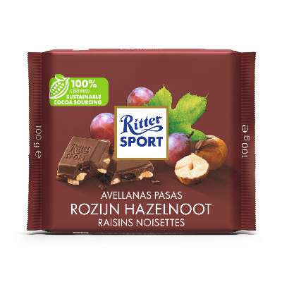 Ritter Sport rozijn hazelnoot (12x 100gr)