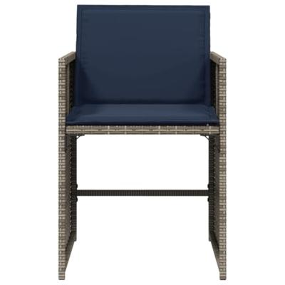 Tuinstoelen 4 st met kussens poly rattan grijs