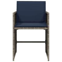 Tuinstoelen 4 st met kussens poly rattan grijs - thumbnail