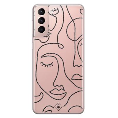 Samsung Galaxy S21 transparant hoesje - Abstract faces Samsung Galaxy S21 transparant hoesje - Abstract faces