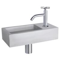 Differnz Ravo fonteinset - 38.5x18.5x9cm - Rechthoek - 1 kraangat - Gebogen chromen kraan - beton lichtgrijs 38.005.04 - thumbnail