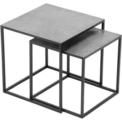 Set Bijzettafels - Trion Arie - Vierkant - 40x40x40cm - Zwart/Zilver - Metaal
