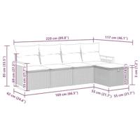 5-delige Loungeset met kussens poly rattan beige - thumbnail