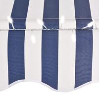 Luifel handmatig uittrekbaar met LED 350 cm blauw en wit - thumbnail
