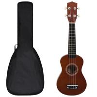 VidaXL Ukuleleset met tas voor kinderen sopraan 21'' donkerhoutkleurig - thumbnail