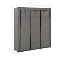 Kledingkast met vakken en stangen 150x45x175 cm stof grijs - thumbnail