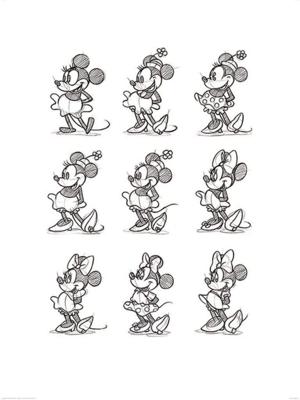Kunstdruk Minnie Mouse - Sketched Multi 60x80cm Kunstdruk Minnie Mouse - Sketched Multi 60x80cm