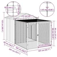 Kippenhok met ren 117x201x123 cm gegalvaniseerd staal antraciet - thumbnail