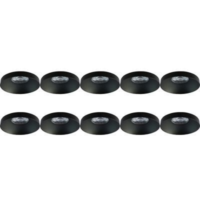 Spot Armatuur 10 Pack - Pragmi Vrito Pro - GU10 Inbouwspot - Rond - Zwart - Aluminium - Ø82mm