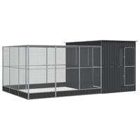 vidaXL Volière met verlengstuk 497x303x216 cm staal zilverkleurig, vogelvolière, papegaaienkooi, grote papegaaienkooi, parkietenkooi, grote vogelkooi - thumbnail