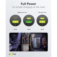Goobay USB autolader USB-C en USB-A 12V-24V 3A zwart - 9540129 - thumbnail