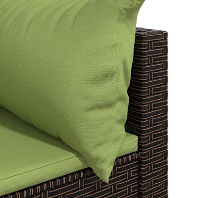 Tuinhoekbank poly rattan met kussens bruin - thumbnail