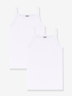 Set van 2 witte hemdjes met bandjes Petit Bateau wit