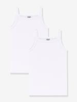 Set van 2 witte hemdjes met bandjes Petit Bateau wit - thumbnail